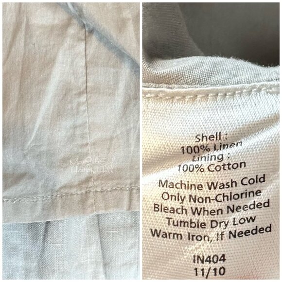 Gray Pleated Midi Skirt 100% Linen with Back Zipper Closure Size 28 - Picture 7 of 7